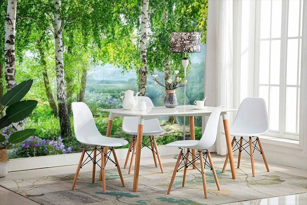 Фотообои в интерьере русский лес на берегу озера  7-284 фото