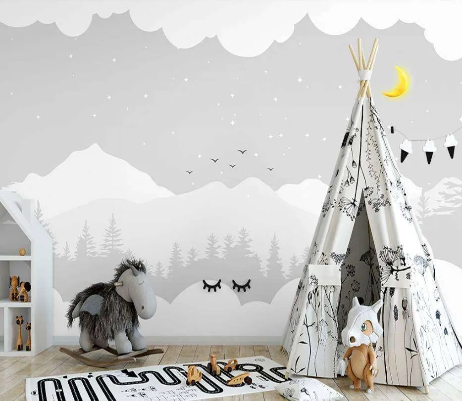 Фотообои в интерьере облачко в лесу  15-263 фото