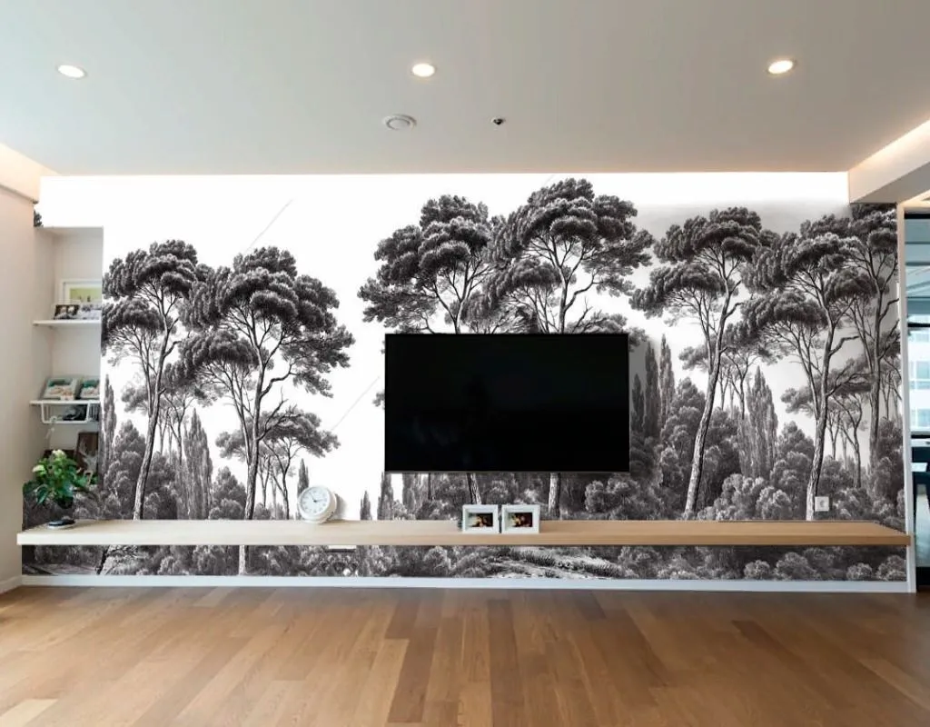 Фотообои Кипарис в технике гризайль  9-1673