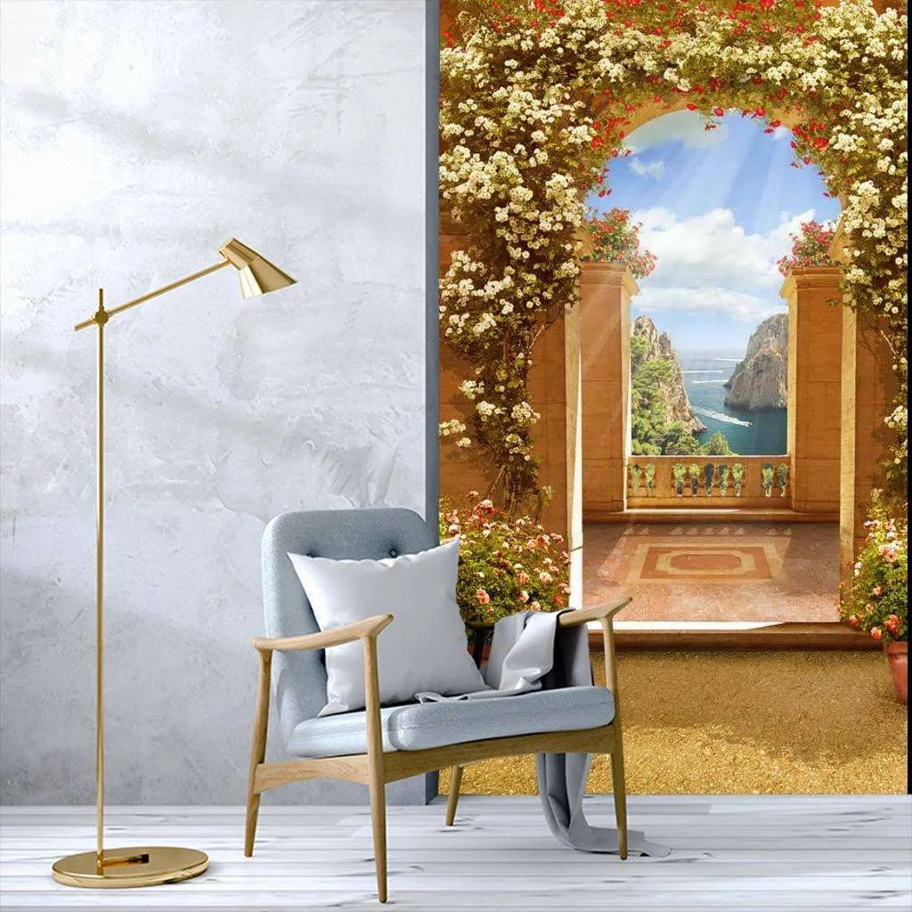 Фотообои в интерьере арка цветочная  17-0072 фото