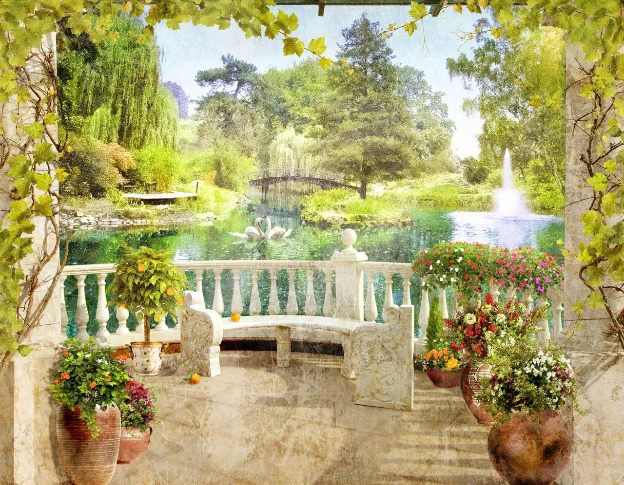 Фотообои в интерьере балкон с прекрасным видом  19-0105 фото