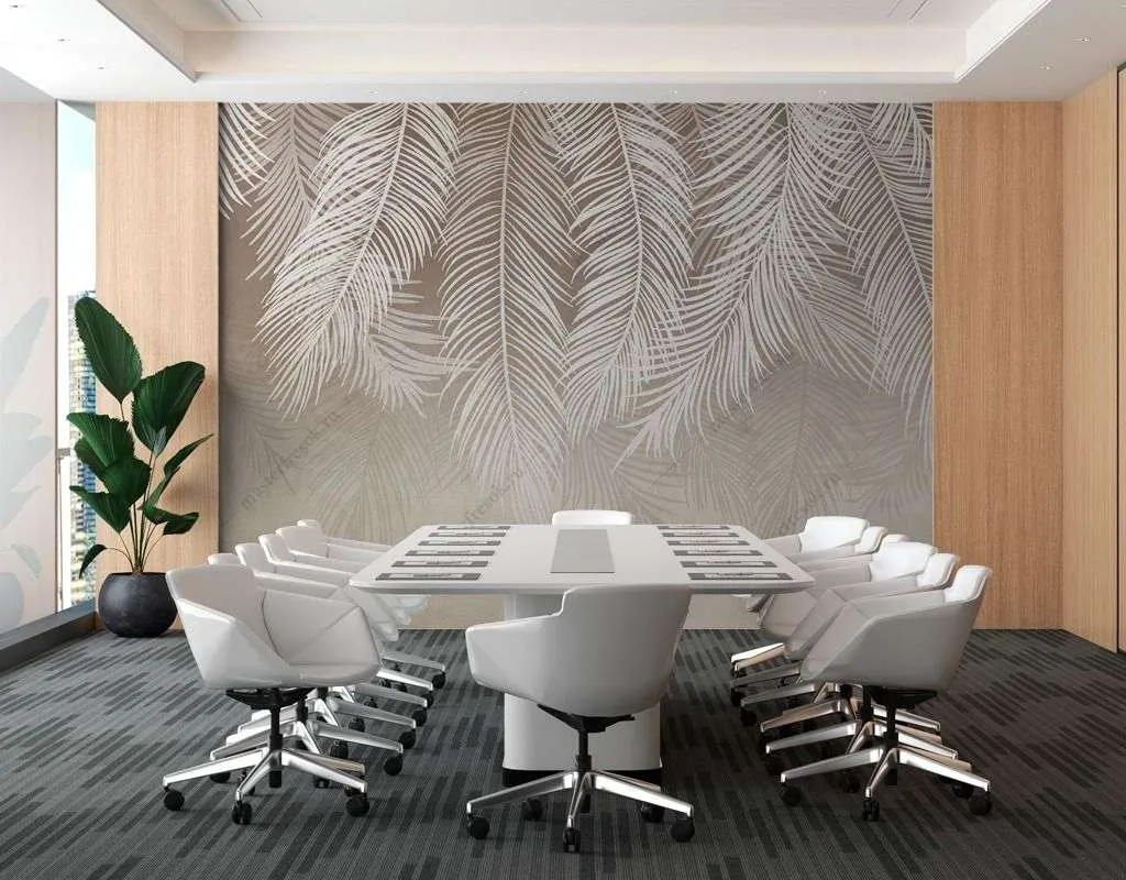 Фотообои в интерьере пудровые перышки  9-1626 фото