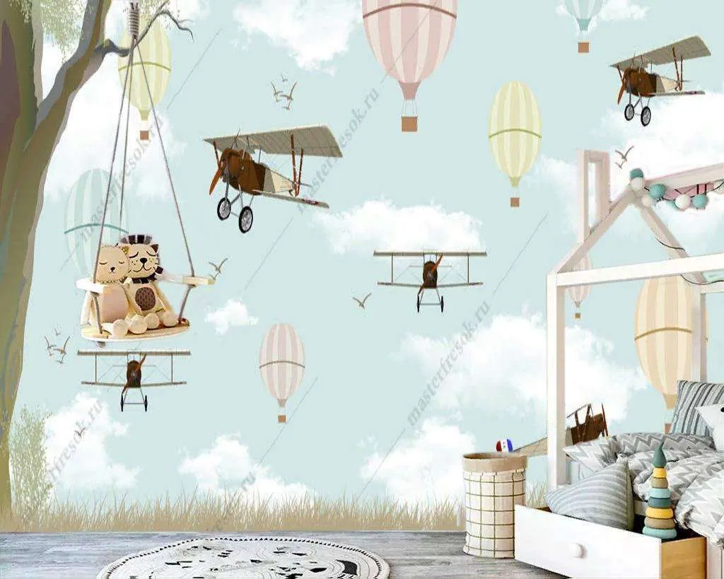 Фотообои в интерьере самолетики и шары  12-825 фото