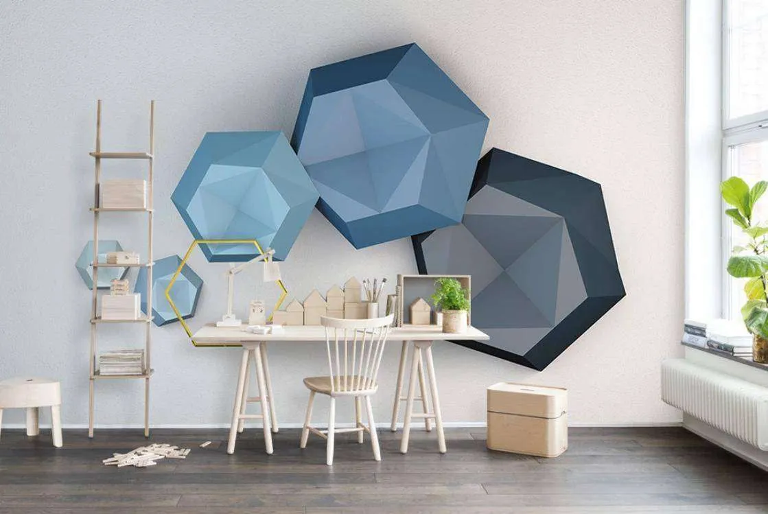 Фотообои Бесшовные обои на стену:  Голубые шестигранники. Артикул: 15-604  