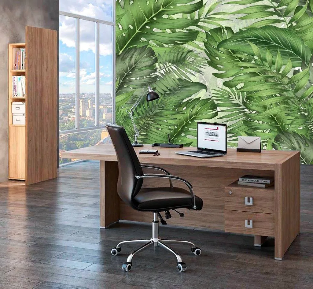 Фотообои в интерьере пальмовые листочки  10-764 фото