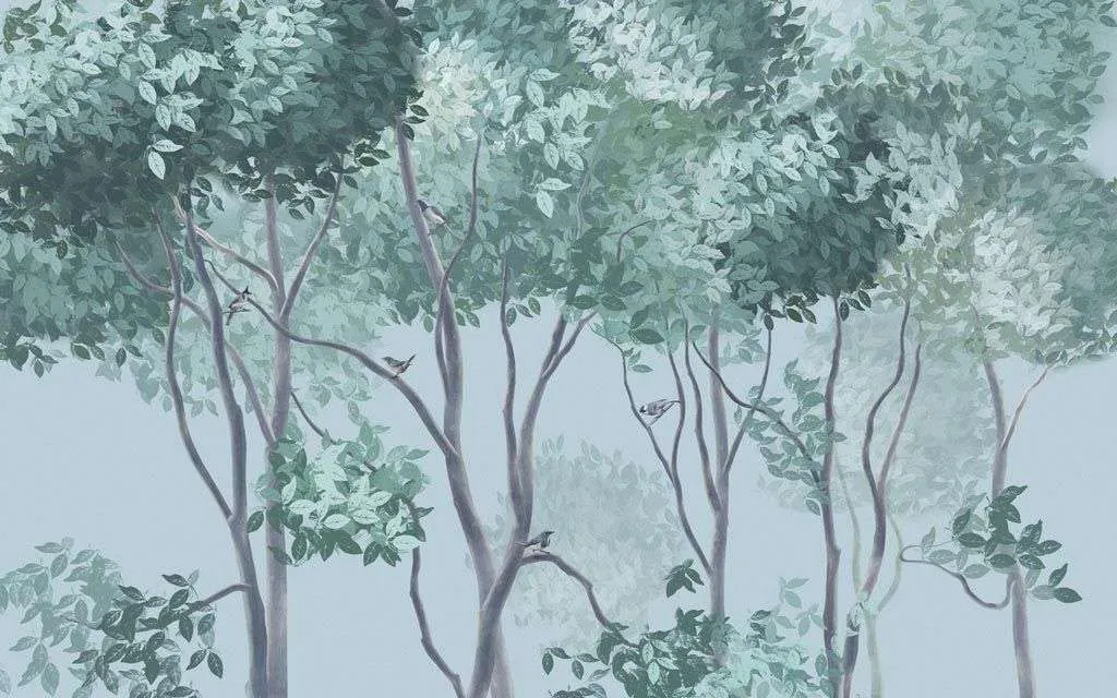 Фотообои в интерьере деревья зеленые  13-234 фото