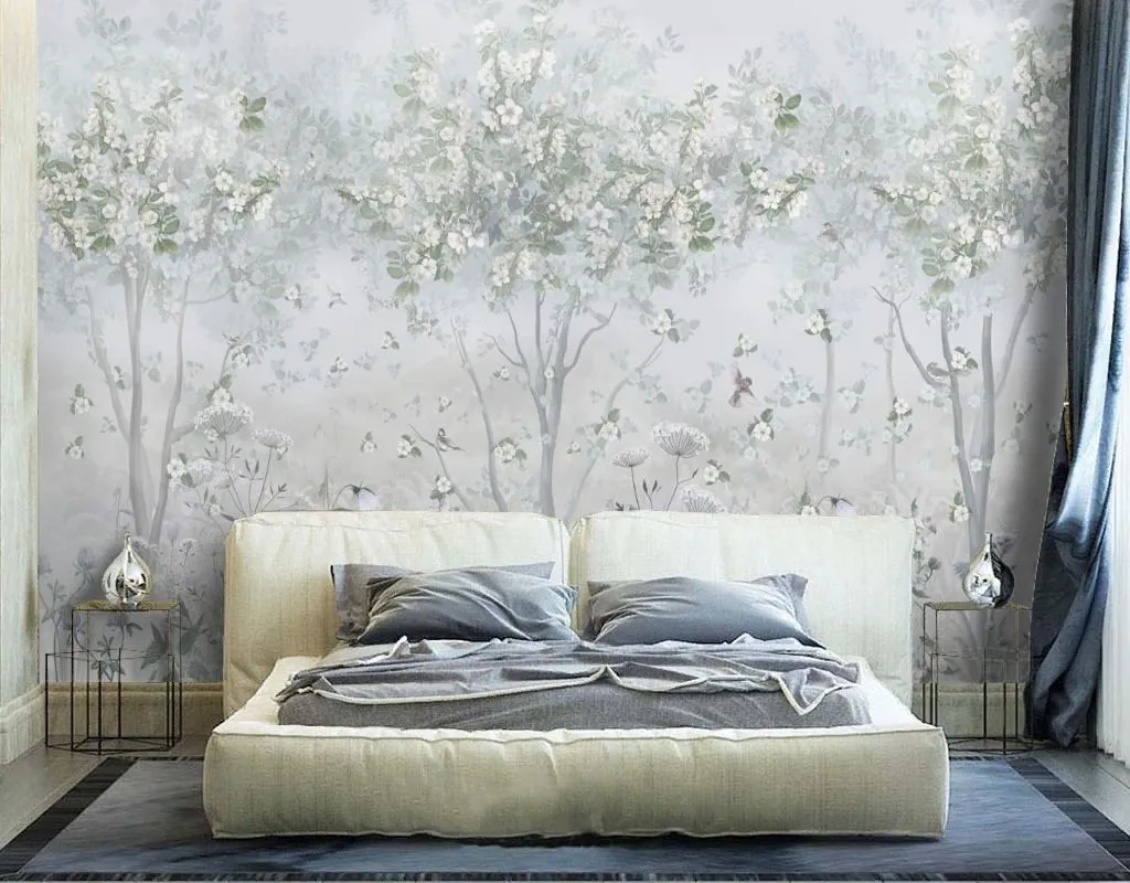 Фотообои в интерьере лес светлый зеленый  13-709 фото