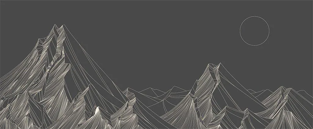 Фотообои в интерьере горы на черном фоне  9-1610 фото