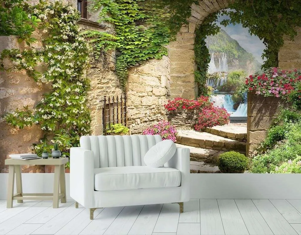 Фотообои в интерьере выход к водопаду  14-368 фото