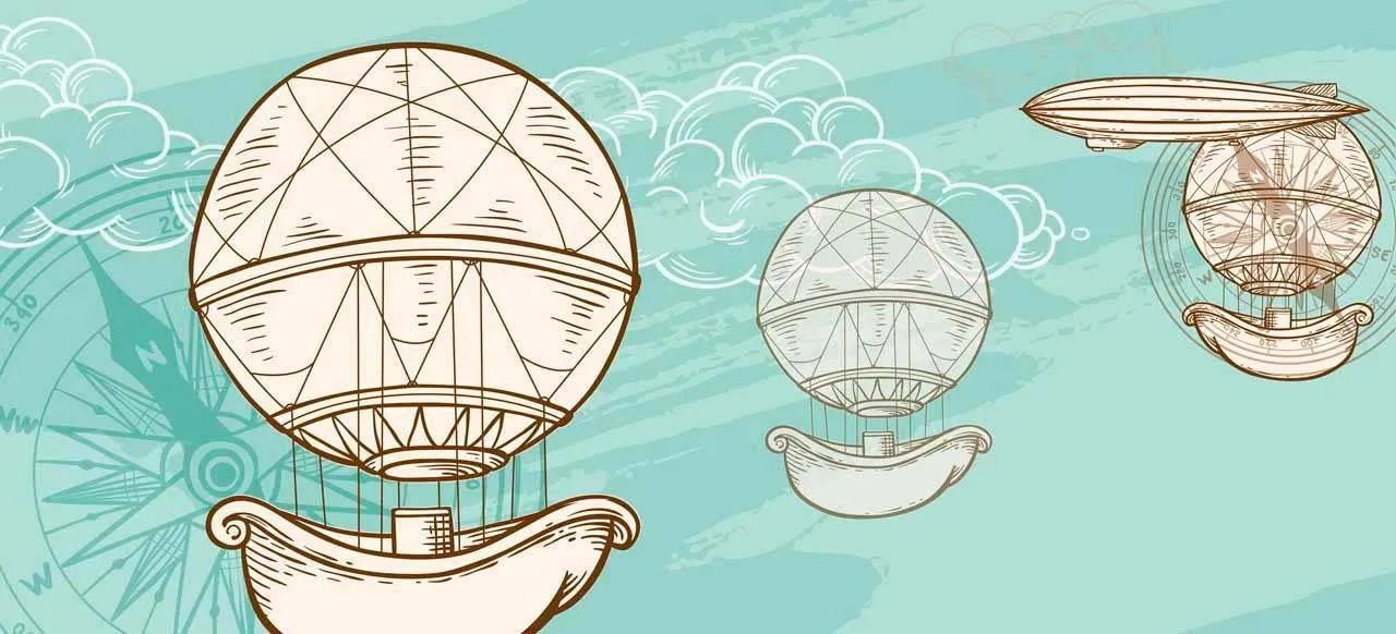 Фотообои в интерьере воздушные шары ретро  12-428 фото