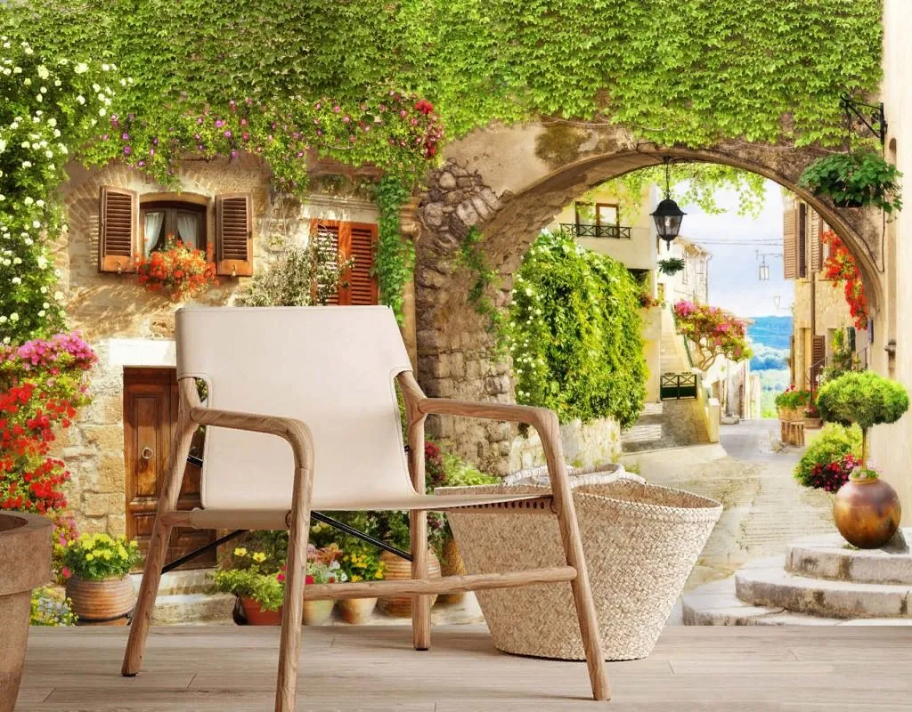 Фотообои в интерьере улочка через арку  19-0030 фото