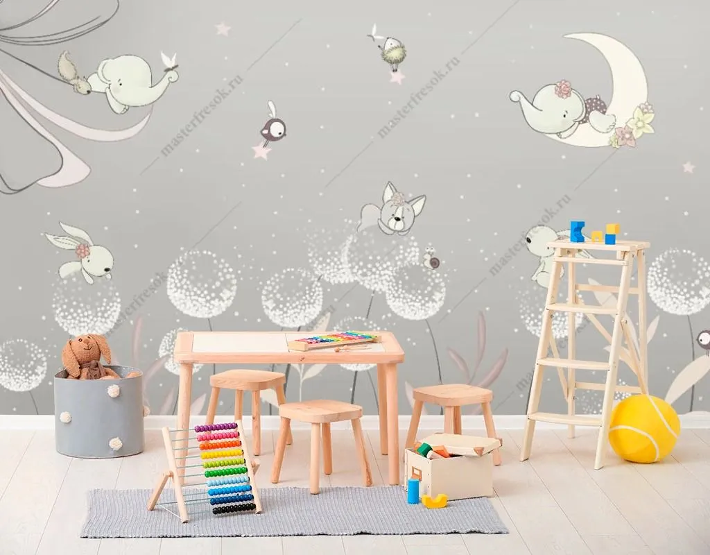 Фотообои в интерьере сказочные одуванчики  14-529 фото