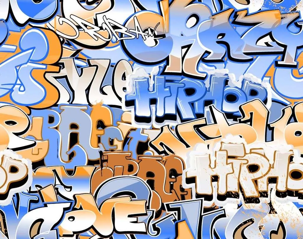 Фотообои в интерьере граффити текст  12-1278 фото