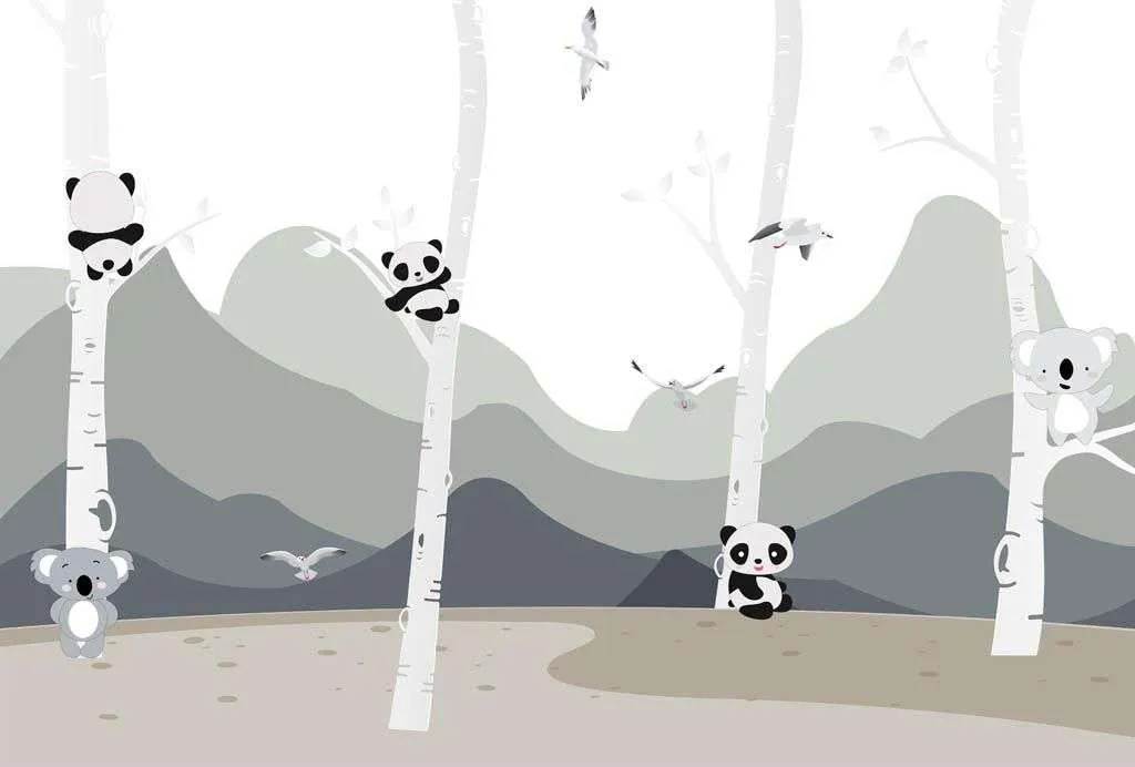 Фотообои в интерьере панда в лесу  12-1142 фото