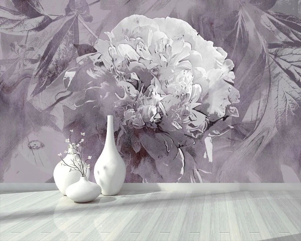 Фотообои в интерьере живописный пион  13-276 фото