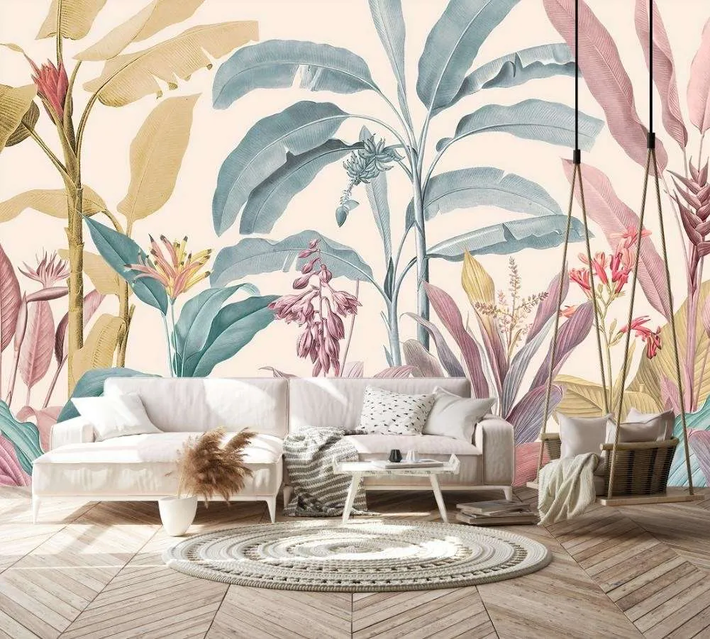 Фотообои в интерьере цветные тропики  14-384 фото