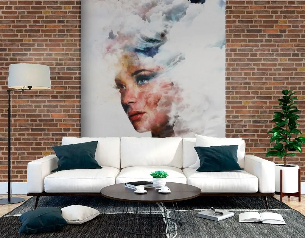 Фотообои в интерьере лицо акварель  9-2061 фото
