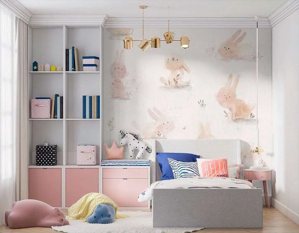 Фотообои в интерьере милые зайчата  12-1638 фото