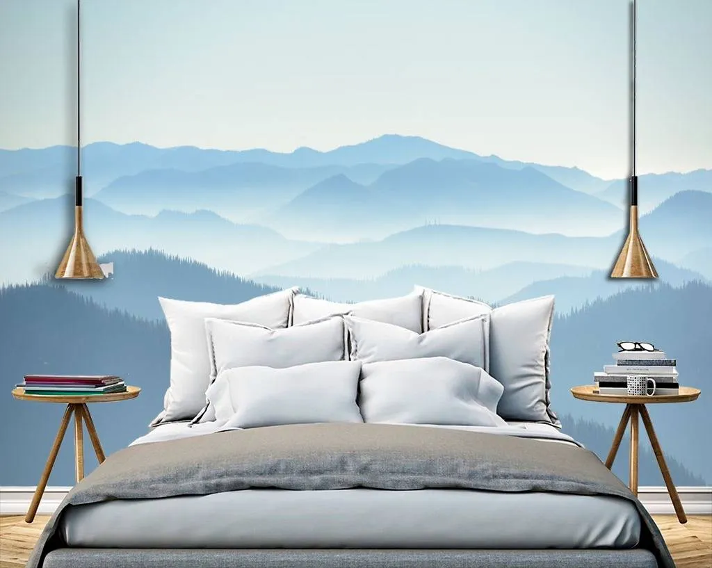 Фотообои в интерьере голубые холмы  9-974 фото