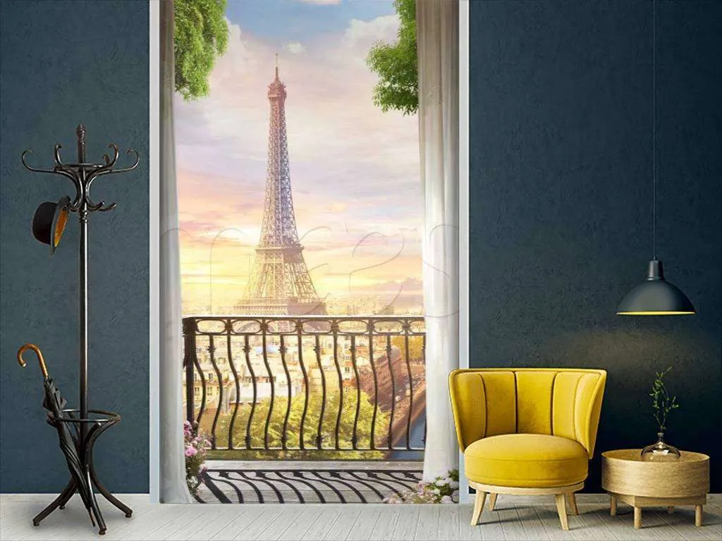 Фотообои Вид с балкона на Эйфелеву башню во время заката  9-743