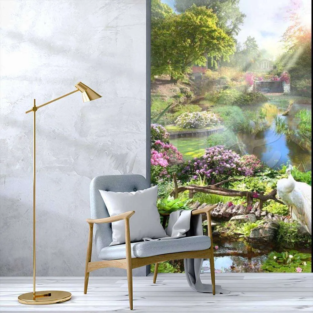 Фотообои Бесшовные обои на стену:  Сад в лучах солнца. Артикул: 6-020  