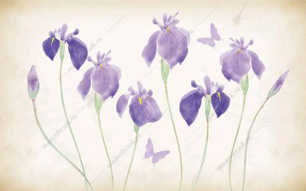 Фотообои в интерьере ирисы цветы  15-948 фото