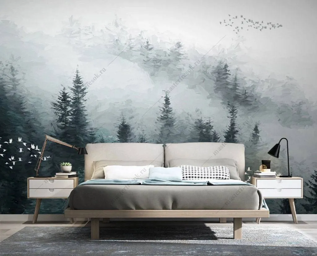 Фотообои в интерьере еловый лес  15-862 фото
