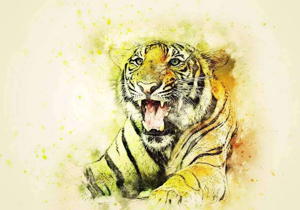 Фотообои в интерьере молодой тигр  17-4368 фото