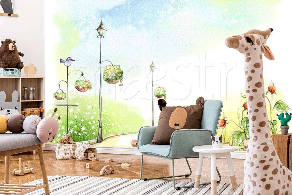 Фотообои в интерьере улочка с фонарями  12-314 фото