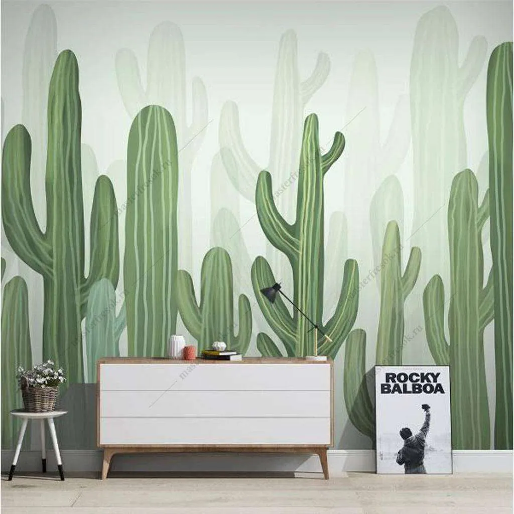 Фотообои в интерьере кактусы  16-117 фото
