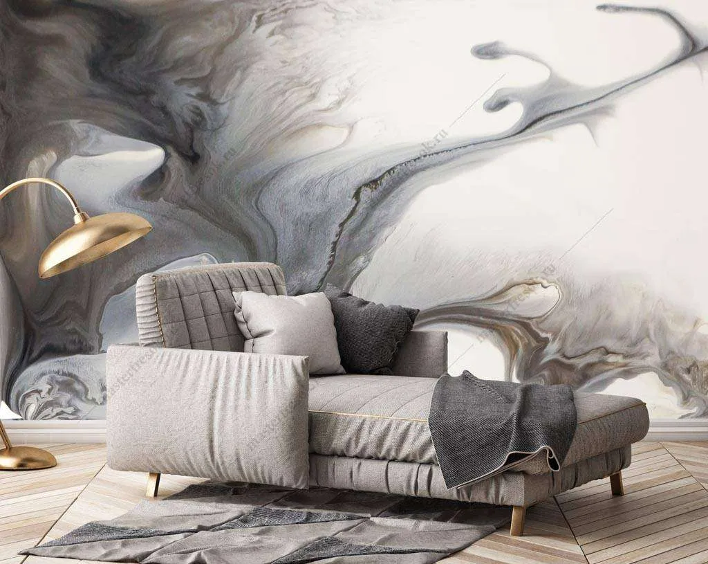 Фотообои Бесшовные обои на стену:  Серый флюид. Артикул: 9-1296  