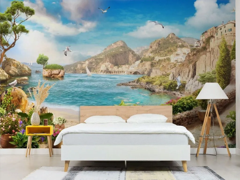 Фотообои в интерьере набережные цветущие  19-0075 фото