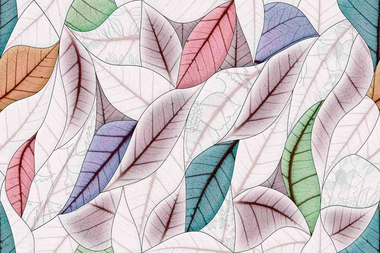 Фотообои в интерьере геометрические листья  10-433 фото