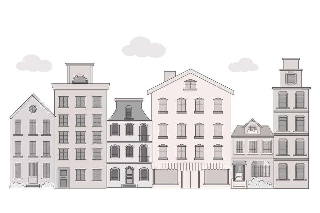 Фотообои в интерьере домики серые  12-809 фото