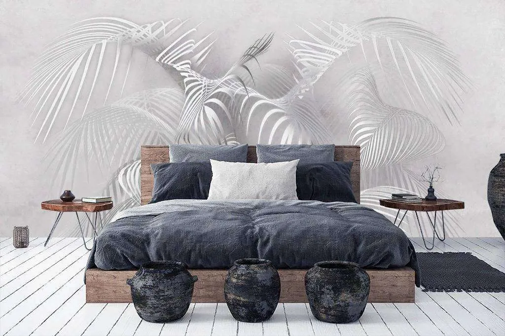 Фотообои в интерьере 3д листья папоротника  13-249 фото