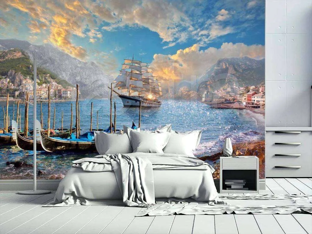 Фотообои Бесшовные обои на стену:  Корабль в море. Артикул: 7-075  