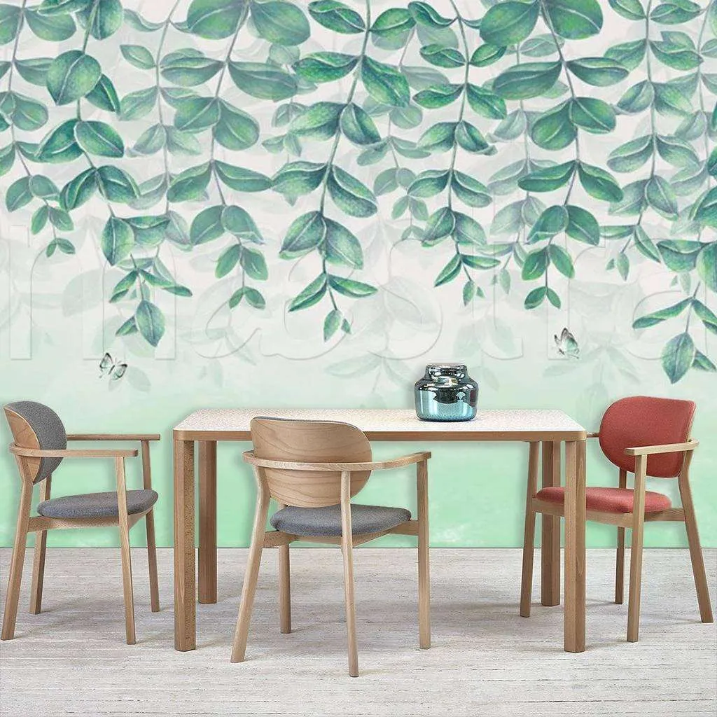 Фотообои в интерьере зеленый фон  15-520 фото