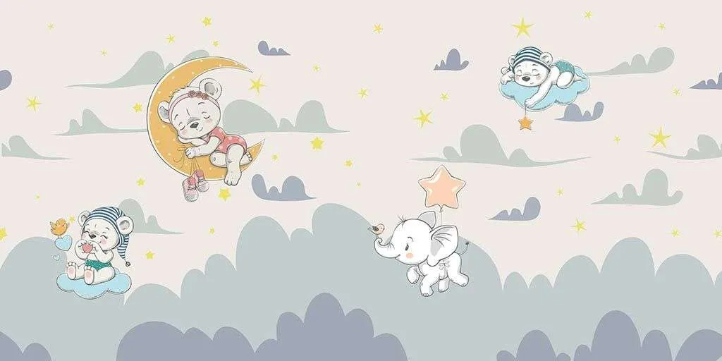 Фотообои в интерьере медвежонок на облаке  12-1289 фото