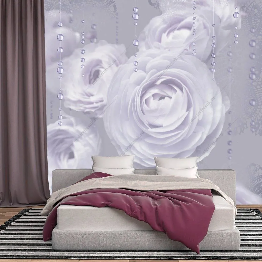 Фотообои в интерьере нежные розы  10-748 фото