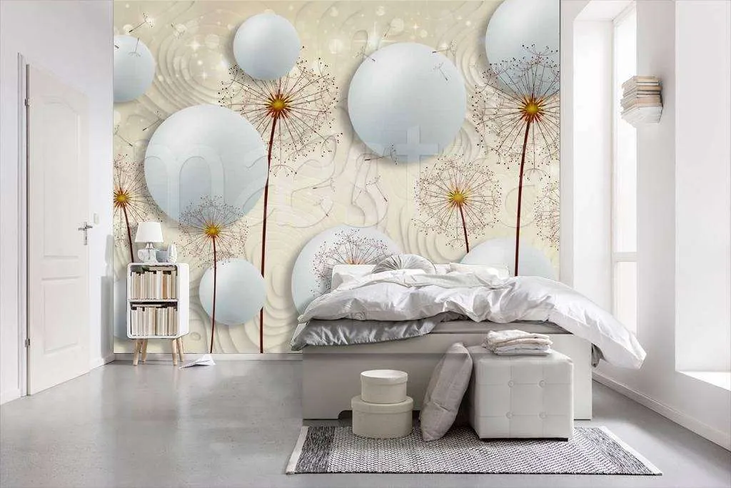 Фотообои Стереоскопические одуванчики с объемными шарами  7-476