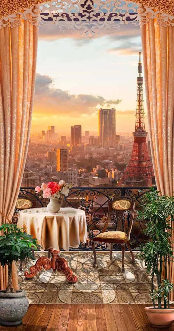 Фотообои в интерьере вид из окна на париж  7-897 фото