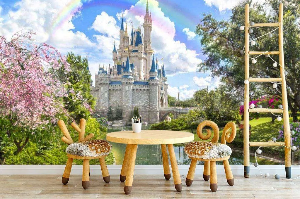 Фотообои Замок у озера под облаками  6-008