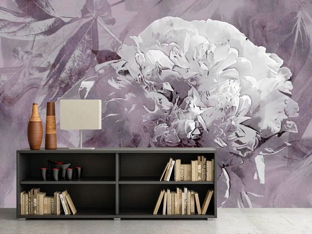 Фотообои в интерьере живописный пион  13-276 фото