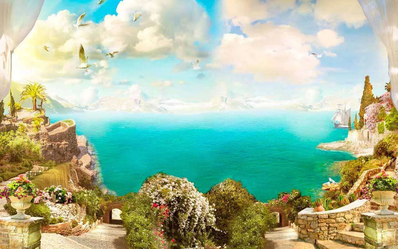 Фотообои в интерьере спуск на волшебный пляж  5-035 фото