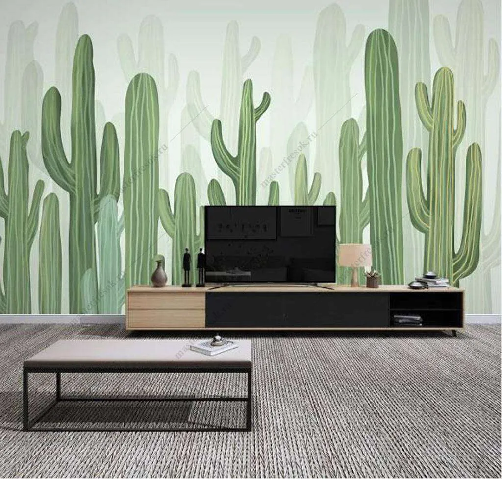 Фотообои в интерьере кактусы  16-117 фото
