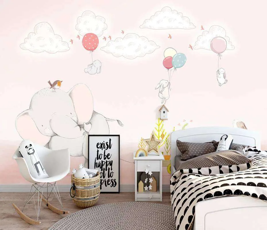 Фотообои в интерьере слоник и кролики  15-140 фото