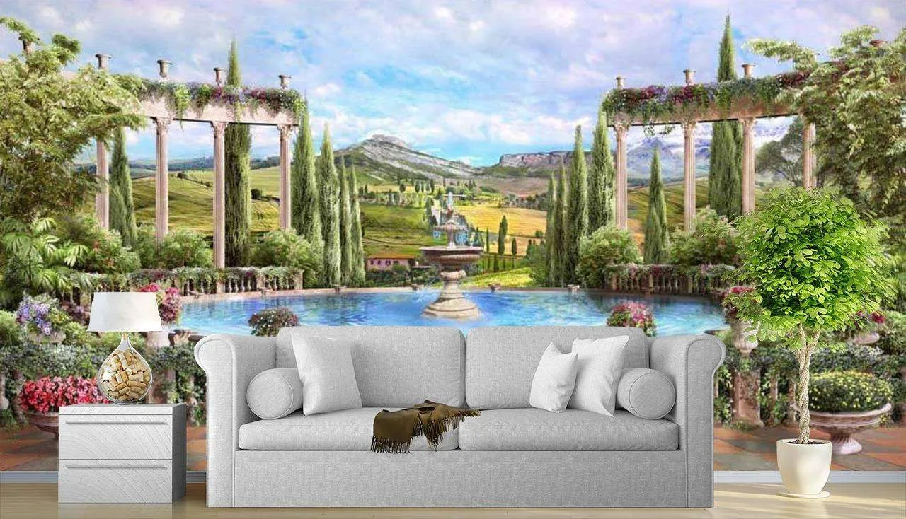 Фотообои в интерьере фонтан классика  17-0076 фото