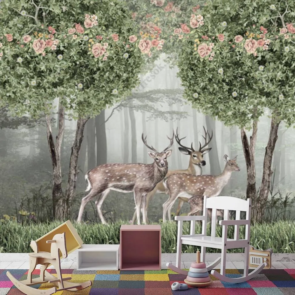 Фотообои Лес с оленями  12-893