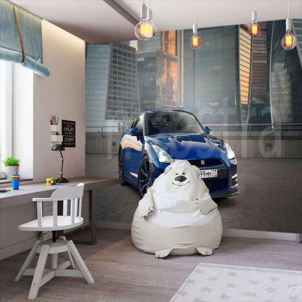 Фотообои Бесшовные обои на стену:  Машина в городе. Артикул: 12-585  