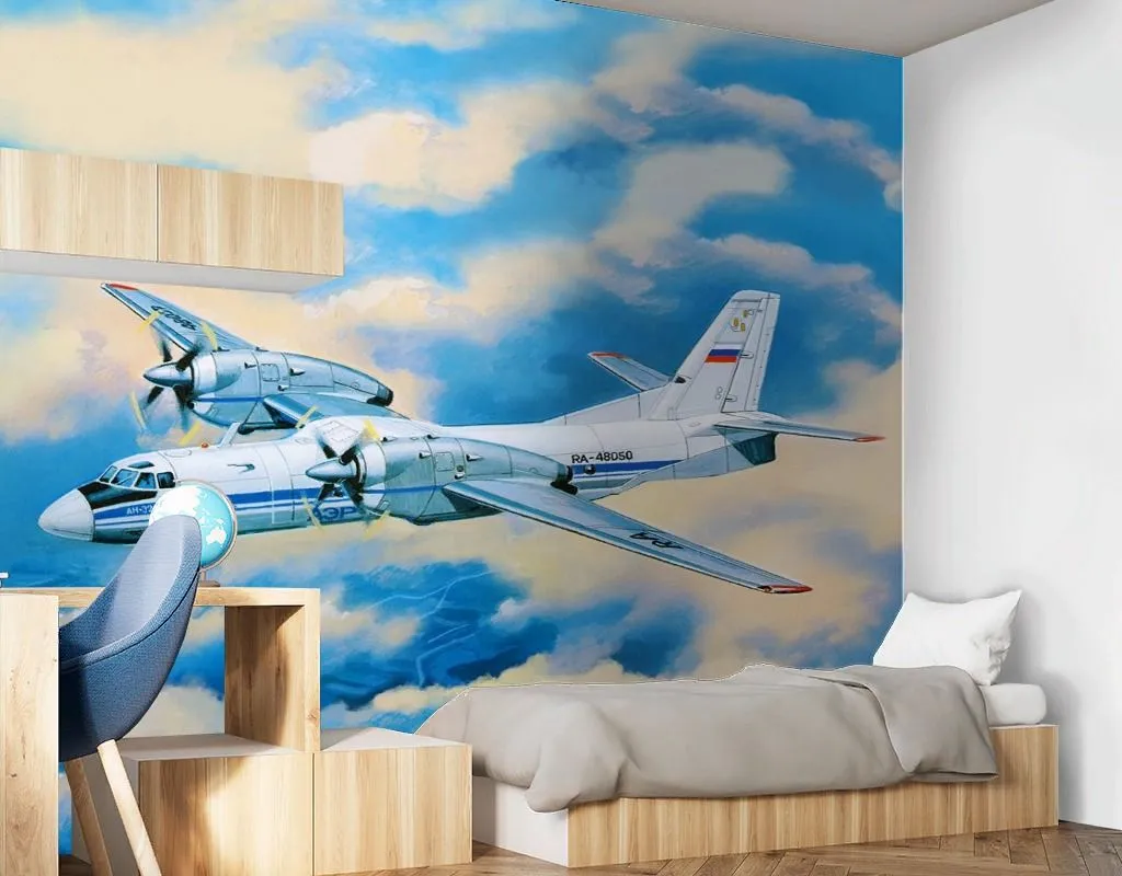 Фотообои в интерьере самолет в облаках  9-1956 фото